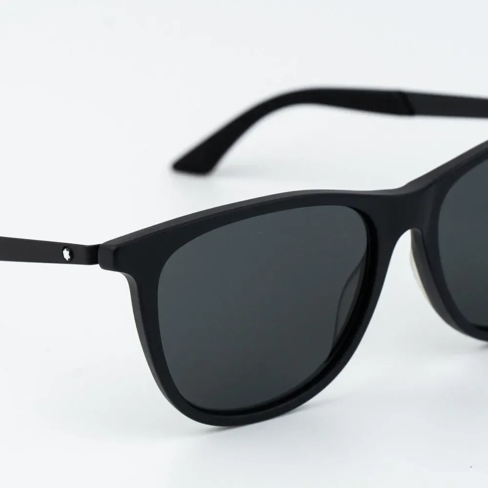 Montblanc Men Sunglasses Matte Black Smoke Grey Square MB0330S 001 NEW AUTHENTIC